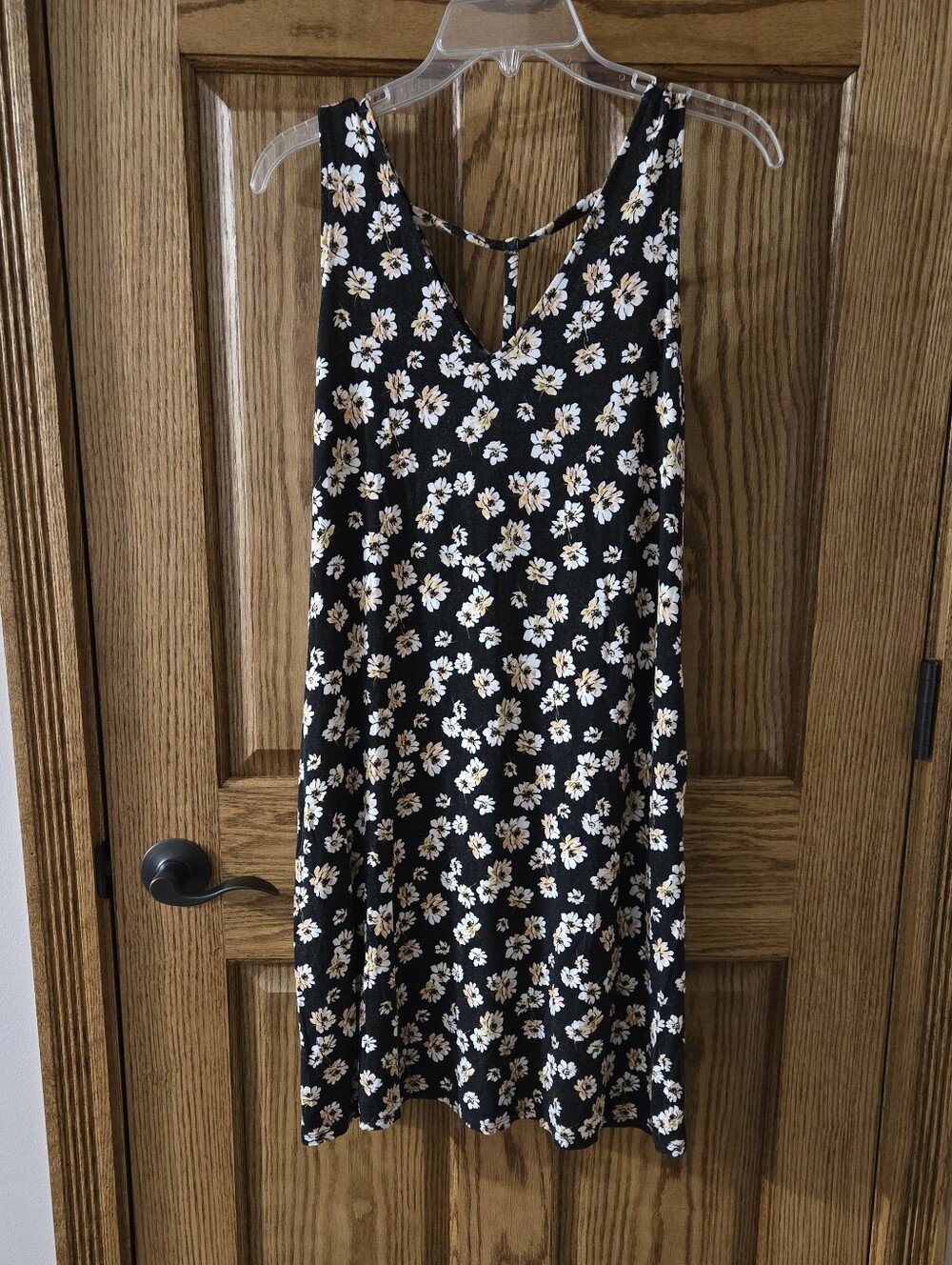 Black Floral Slip Skirt with White and Cream Daisies